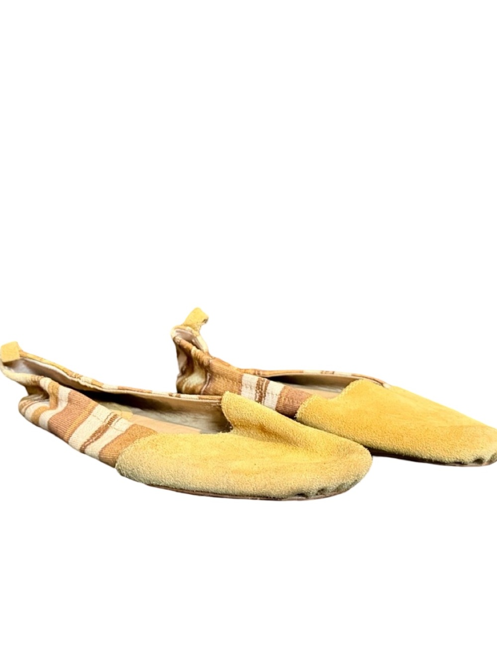 Latigo Bettie leather and canvas flats - saffron weave - size 8
